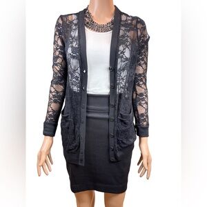 Forever 21 Black Lace Cardigan Small Petite